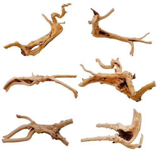 Hamiledyi 6PCS Aquarium Driftwood 6-8in Natural Spider Wood Branches Reptiles Aquarium Fish Tank Decoration Assorted - size: Spiderwood (6-8in 6PCS)