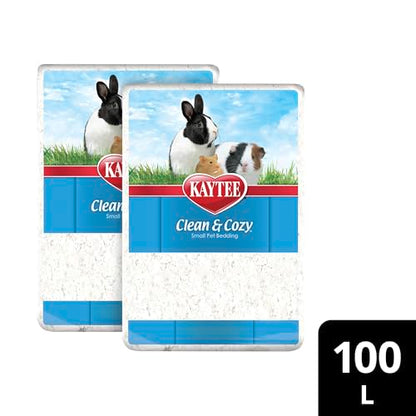 Kaytee Clean & Cozy White Paper Bedding, Made for Small Animals, 100 Liters, Pack of 2 - size: 100 Liter
