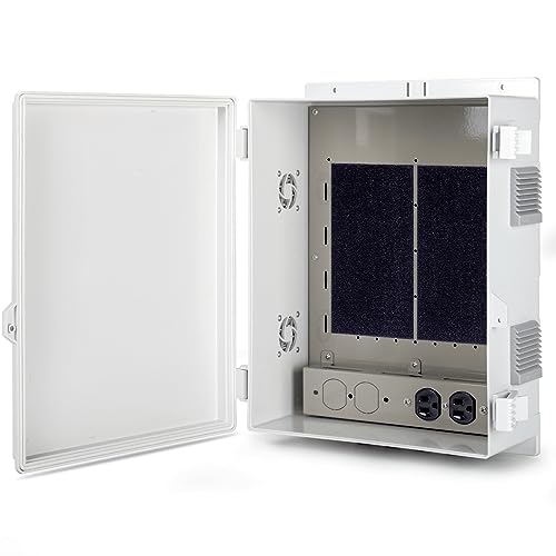 Namunanee Outdoor Electrical Junction Box with High Power Outlet, 16" H* 12" L* 5.9" W, ABS Water Resistant Enclosure with Internal Mounting Panel & Hinged Cover. - size: 16"H x 12"L x 5.9"W & Outlet