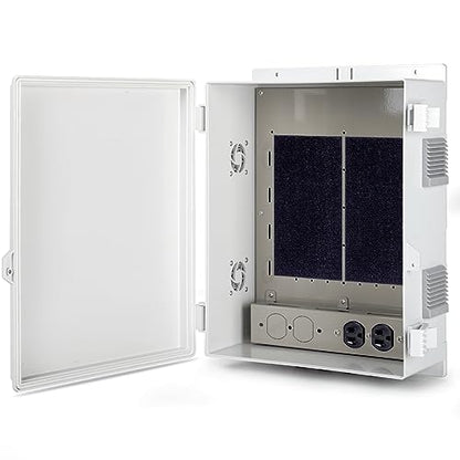 Namunanee Outdoor Electrical Junction Box with High Power Outlet, 16" H* 12" L* 5.9" W, ABS Water Resistant Enclosure with Internal Mounting Panel & Hinged Cover. - size: 16"H x 12"L x 5.9"W & Outlet