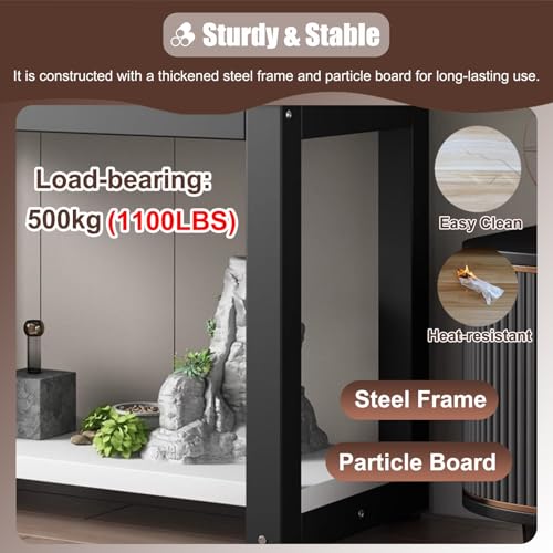 Walnut Fish Tank Stand with Non-Slip Terrarium Holder, Multi-Tier Steel Rack for 2 Insect Tanks, Large Storage Shelves, Perfect for Bedroom Corner (70x30 cm),Walnut,70x30 cm (27 1/2 x 11 3/4 - size: 70x30 cm (27 1/2 x 11 3/4")