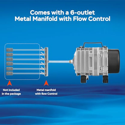 AquaMiracle Aquarium Air Pump Commercial Air Pump with Aluminum Housing, 600/1000/1200/1750GPH Fish Tank Bubbler Pond Aerator for Aquariums, Ponds, Hydroponics - style: 18W-600GPH