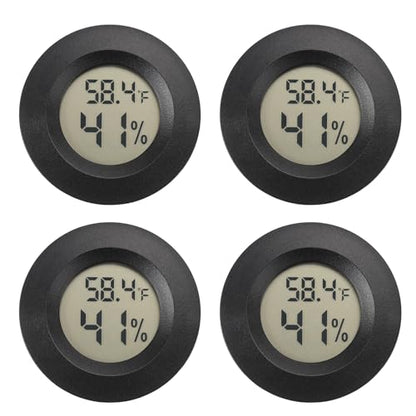 Serundo Auto Digital Hygrometer Thermometer Indoor/Outdoor Hygrometer 4PC | Mini Size,LCD,℉/℃ Conversion,Fast Response, Outdoor Thermometer with Humidity for Reptile Greenhouse Cellar 3D Printer