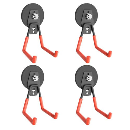 Garage Magnet Hooks, Heavy Duty Magnetic Hooks Tool Hangers for Garage Workshop Magnetic Metal Wall Hook Hangers with Anti-Slip Coating for Ladders, Garden Tools, Bulky Items (4 Pack) - style: Middle L/4 pack 16-80lbs