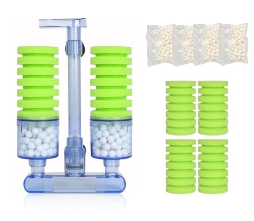 Sponge Filter, Quiet Fish Tank Filter with Media | Ultra Quiet, 10-40 Gal, 360° Oxygen, Bio Media, Safe for Fry & Shrimp