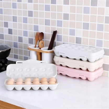 Portable Egg Storage Box With 18 Grids Egg Protector Case Tray Container Secure Egg Transport Outdoor Trips And Activities(18 Beige) - size: 18 Beige