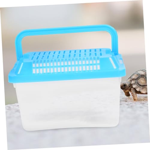 POPETPOP Portable Reptile Habitat Box Handheld Fish Tank for Goldfish Turtles Transparent Design Easy to Ventilated Container for Pet Travel