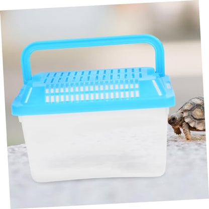 POPETPOP Portable Reptile Habitat Box Handheld Fish Tank for Goldfish Turtles Transparent Design Easy to Ventilated Container for Pet Travel