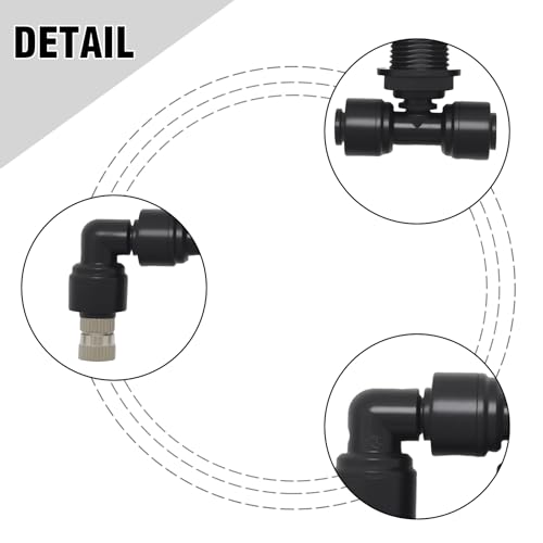Reptile Misting Spray Nozzle for Rainforest Tank Pet Cooling Adjustable Reptile Nozzle Fogger Mist Sprinkler for Full Water Coverage, Replacement Micro Spray Nozzles (Dual Head, 360 Degree Adjustable) - color: black