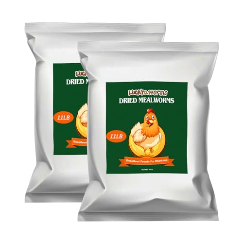 22lb Dried Mealworms for Chickens Duck High Protein Birds Treat | Hand Inspected Poultry Feed, Wild Birds and Chicken Treats, Laying Hens & Bluebirds Food, Worms Fed a Clean Natural Diet - size: 22 Pound (Pack of 1), style: Mealworms