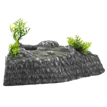 Uonlytech Turtle Basking Platform and Climbing Ramp Resin Floating Turtle Resting Stand Natural Stone Landscaping Ornament for Aquarium and Reptile Habitat