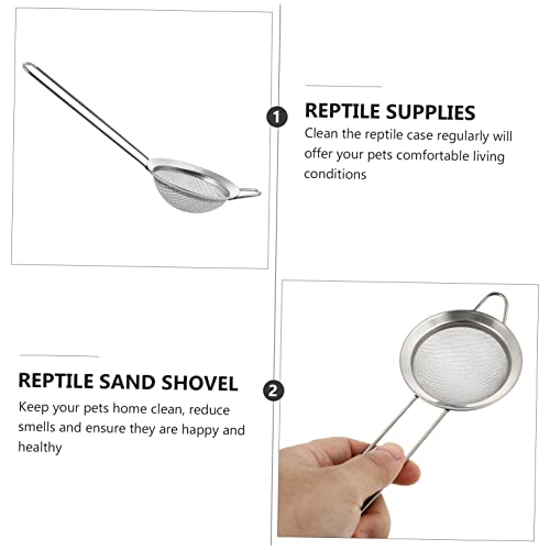 GALPADA 2PCS Stainless Steel Reptile Sand Shovel Sifter Fine Mesh Litter Scoop for Tortoise and Lizard Substrate Cleaning