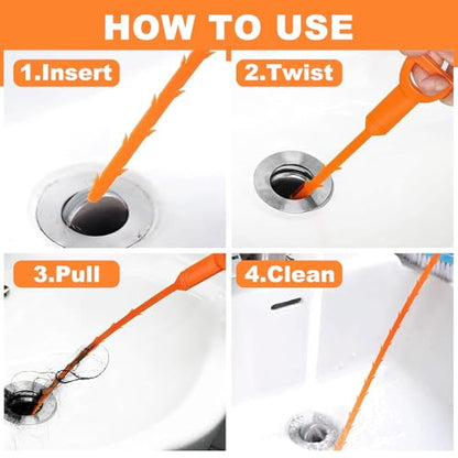 Drain Snake Clog Remover - 6 Pack 20 Inch Flexible Hair Tool | Drain clog remover, also known as drain snake. Non-chemical, fume-free, pipe-safe drain cleaner for sink, shower, tub& toilet - style: Drain Snake 6pcs