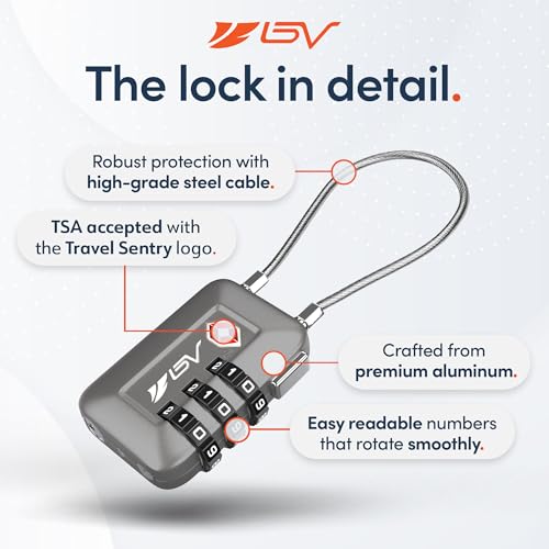 TSA Accepted Luggage Travel Lock, Set-Your-Own Combination Lock for School Gym Locker, Luggage Suitcase Baggage Locks, Filing Cabinets, Toolbox, Case (Slate Gray, 1 Pack) - color: Slate Gray 1-Pack
