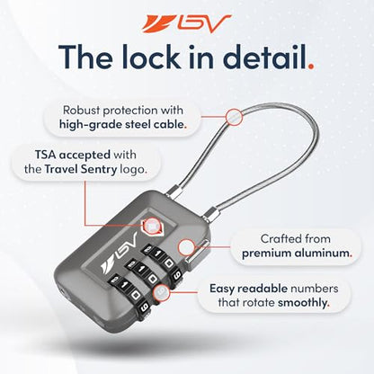 TSA Accepted Luggage Travel Lock, Set-Your-Own Combination Lock for School Gym Locker, Luggage Suitcase Baggage Locks, Filing Cabinets, Toolbox, Case (Slate Gray, 1 Pack) - color: Slate Gray 1-Pack