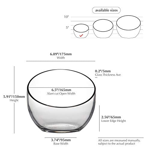 WGVI Clear Slant Cut Bowl Glass Vase, Glass Terrarium, Candy Dish, Glassware, Slant Cut, 7" Width, 6" Height (1 Piece) - size: Slant Bowl 6"H