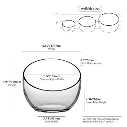 WGVI Clear Slant Cut Bowl Glass Vase, Glass Terrarium, Candy Dish, Glassware, Slant Cut, 7" Width, 6" Height (1 Piece) - size: Slant Bowl 6"H