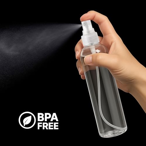 Bar5F Clear Plastic Spray Bottles, 8.5 oz / 250 ml, 3-Pack | Refillable Water Spray Bottle Set, Fine Mist Spritzer for Hair, Plants & Beauty Use, Empty Reusable, BPA-Free Plastic Bottles