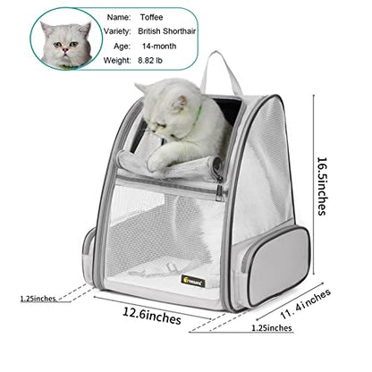 Texsens Innovative Traveler Bubble Backpack Pet Carriers for Cats and Dogs - color: Light Grey