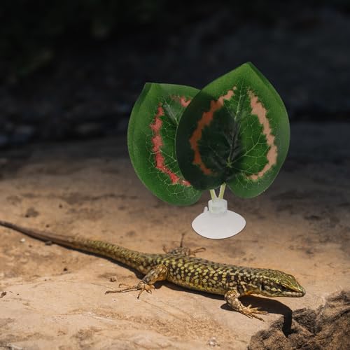 UPKOCH 5pcs Artificial Reptile Plant Decor Leaves Set for Terrarium Habitat, Realistic Faux Leaf Litter Including Perilla, Peony, Maple, for Reptiles and Amphibians