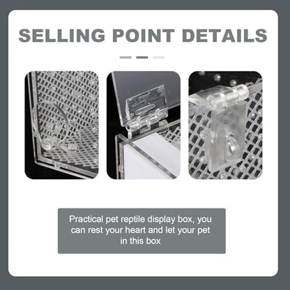 White Acrylic Reptile Breeding Box Ventilation Holes and Moisture, Spider Feeding Container Suitable for Home Use and Display
