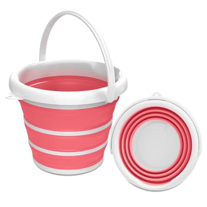 GOLDFOX Collapsible Bucket-10L (2.6 Gallon) Bucket for Cleaning with Handle-Folding Foldable Portable Plastic Water Supplies,Collapsible Bucket for Car Wash Camping Garden-Pink - color: Pink