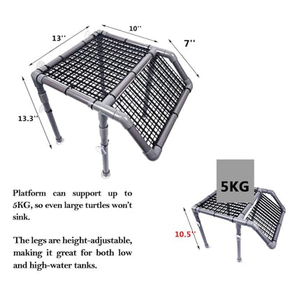 StellarOcean Extra Large Turtle Basking Platform for Aquatic Turtles Tanks Accessories Ramp, 13" Width Aquatic Turtle Basking Area Dock, PVC Material