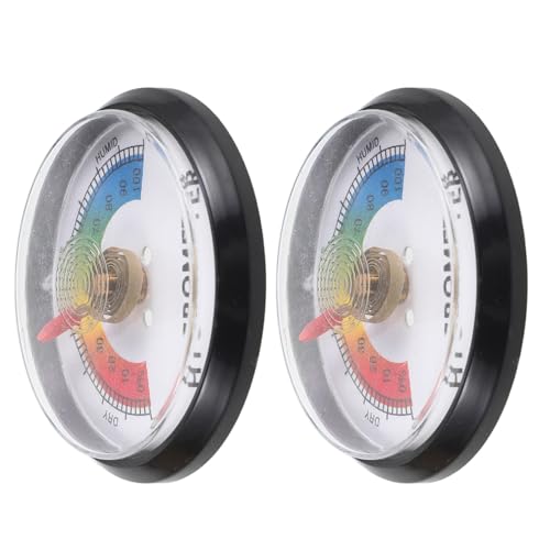 NUOBESTY 2pcs Reptile Tank Round Hygrometer for Turtle and Tortoise, Accurate Humidity Gauge with Universal Compatibility, Plastic Material, Suitable for Acrylic Tank and Enclosure