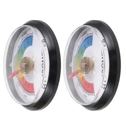 NUOBESTY 2pcs Reptile Tank Round Hygrometer for Turtle and Tortoise, Accurate Humidity Gauge with Universal Compatibility, Plastic Material, Suitable for Acrylic Tank and Enclosure
