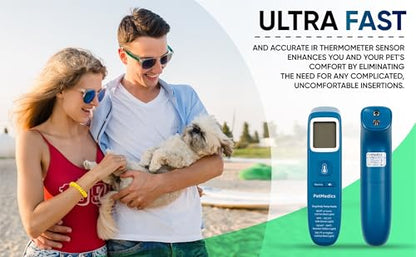 PetMedics by iHome Dog Thermometer for Pets Ear or Belly No Contact Scan - Large Number Digital Lit Display - Batteries Included - Canine and Pet Fever Detection