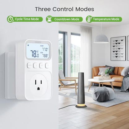 INKBIRD Plug in Thermostat 15A 1800W, Programmable Heating Cooling Digital Temperature Controller Timer for Window A/C Fan Heater Greenhouse Homebrewing Reptile - size: 1800W 15A