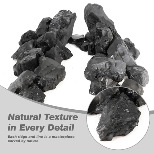 Unocho Fish Tanks Stone 20lb Natural Black Rocks for Aquariums Paludarium Decorative Aquascaping Stone for Reptile Terrariums Bonsai Gardens(3"-9"-8pcs) - size: 20LB(8pcs)3-9in.