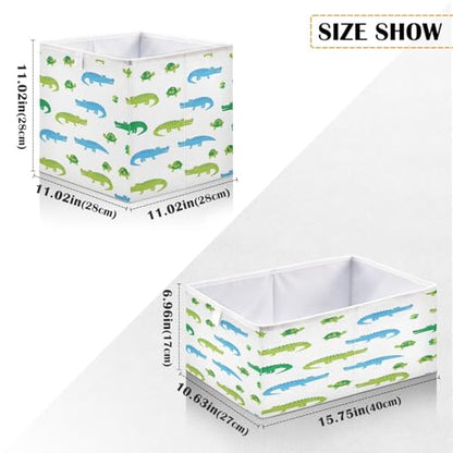 QUGRL Crocodile Reptile Pattern with Turtles Storage Bins Organizer Foldable Clothes Storage Basket Box for Shelves Closet Cabinet Office Dorm Bedroom 15.75 x 10.63 x 6.96 in - size: 15.75x10.63x6.96in