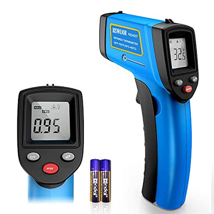 RISWOJOR Infrared Thermometer Cooking Digital Temperature Gun，Adjustable Emissivity &MAX/MIN/at/Cal Temp Gun; -58°F~752°F(-50°C～400°C) IR Laser Thermometer Gun for Industrial,Kitchen/Ovens/Grill