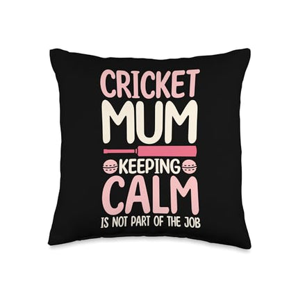 Cricket Mom Keeping Calm Cricket Player Women Throw Pillow - size: 16x16