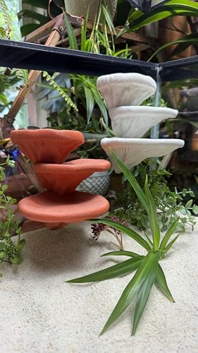 Mushroom Ledge for Terrarium – Climbing & Resting Platform with Suction Cups (Terracotta, 6''x4.5''x5.25'') - color: Terracotta