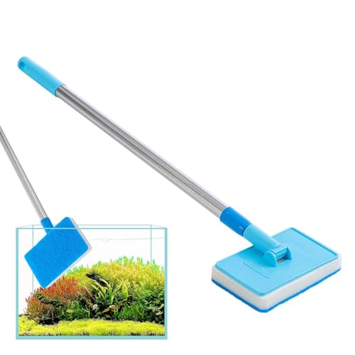 Fish Tank Cleaning Brush Sponge Adjustable Algae Scraper Scrubber | Space-Saving Fish Tank Brush Cleaner for Aquarium Turtle Reptile Terrarium Home Kitchen Water Wall Betta