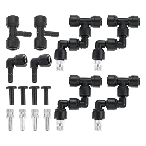 4 Pack Reptile Mister Nozzles, 1/4'' Adjustable Reptile Misting Nozzles | 360°Reptile Fogger Fine Mist Nozzles for Full Water Coverage, Reptile Terrarium Tank, Garden Patio Greenhouse