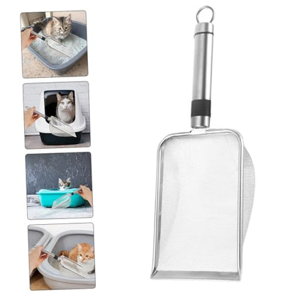 Stainless Steel Reptile Litter Scoop 1.5x1.5mm Fine Mesh Shovel for Cat and Hamster Sand Pet Waste Removal Tool