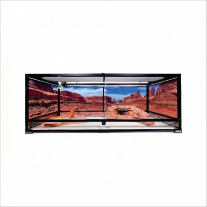 48x18x18 Extra-Long Reptile Terrarium - 67 Gallon Glass Terrarium for Bearded Dragon, Snake, Gecko, Lizard with Screen Top & Locking Doors; Easy Assembly - size: 48Lx18Wx18H