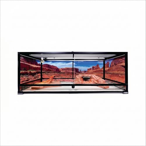 48x18x18 Extra-Long Reptile Terrarium - 67 Gallon Glass Terrarium for Bearded Dragon, Snake, Gecko, Lizard with Screen Top & Locking Doors; Easy Assembly - size: 48Lx18Wx18H