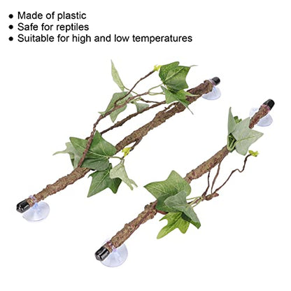 Reptile Corner Branch,Climbing Terrarium Plant Decor Terrarium Plant Ornament with Suction Cup for Snake Lizard Bearded Dragons Gecko Climbing, Reptile Terrarium Climb Corner
