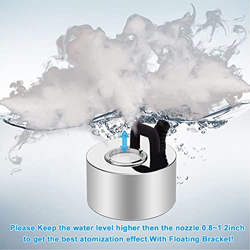 FITNATE 350ml/H Mist Maker, Stainless Steel Mist Maker Fogger for Water Fountain Pond Rockery, with Removable Splash Guard, Atomized Disc and Changing Tools | for Halloween and other decorations, Easy, Simple to Use