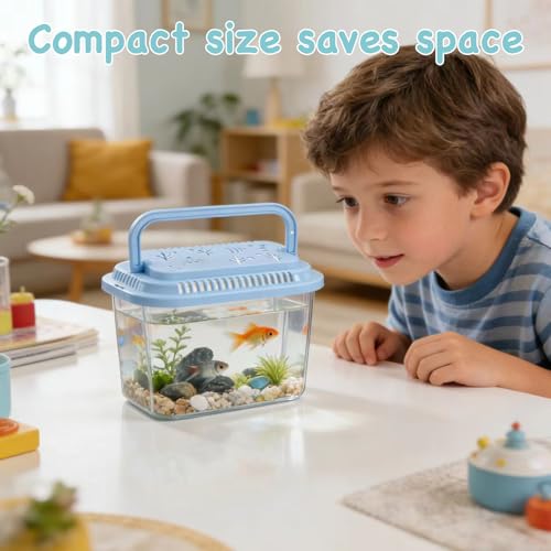 10 Pcs Plastic Terrarium Reptile Carrier Cage, Small Fish Tank | Tarantula Enclosure Snake Breeding Box, Portable Mini Aquarium for Crab Beach Turtle Pets