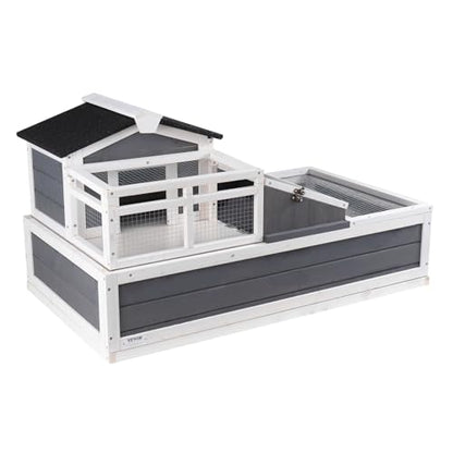 VEVOR 3-Room Tortoise House,Tortoise Habitat with Balcony & 2 Stories, Wooden Tortoise Enclosure Indoor & Outdoor with Ramp, Tray, Openable Roof, Large Reptile Cage, 44" x 25.6"x 24"