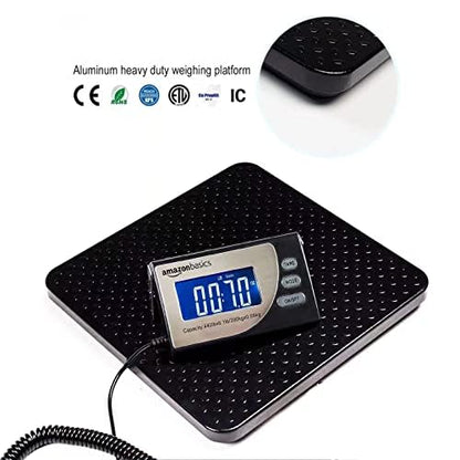 Amazon Basics Digital Shipping Postal Scale with Tare Function, Heavy Duty Weighing Platform, 660 lb Capacity, 1 Ounce Readability, Portable, Black - size: 660 lb