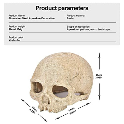 Skull Fish Shrimp Cichlid Hide Cave Reptiles Shelter Lizards Spider Aquarium Decoration Skull Rock Betta Fish Hideout Breeding Hatchery (Skull)