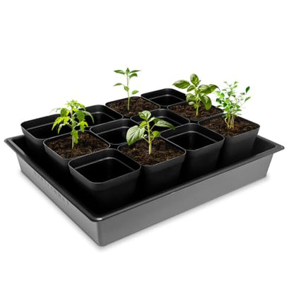 RooTrimmer Seed Starter Tray, 5 Packs Plant Tray, Durable Plastic Growing Trays, Stackable Seedling Starter Trays Perfect for Indoor, Outdoor, Greenhouses, 16.5" L x 13.2" W x 2.8" H - Black - size: 16.5" x 13.2" x 2.8" Trays - 5P