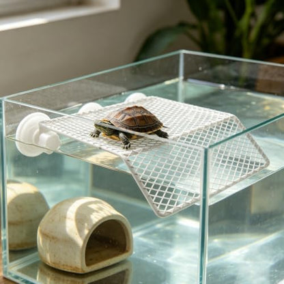 BESPORTBLE Heavy Duty Metal Turtle Climbing Platform Suction Cups for Aquatic Turtles and Reptiles Multipurpose Basking and Resting Ledge Easy Cleaning Design Size 9.25x7.99x2.56in