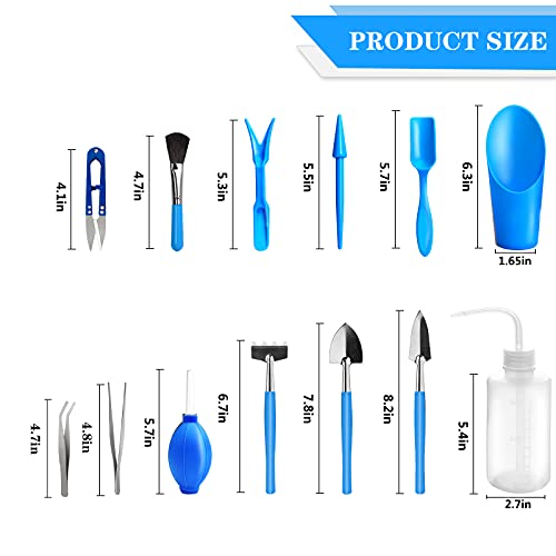 13 Pcs Succulent Care Tools, Mini Garden Transplanting Tool Set | Ideal for Succulent Planting, Miniature Gardening and Indoor Bonsai Care, Blue - style: Blue-2